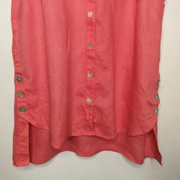 J. Jill Love Linen Sleeveless Shirt Button Up Hi Low Hem - Picture 3 of 8